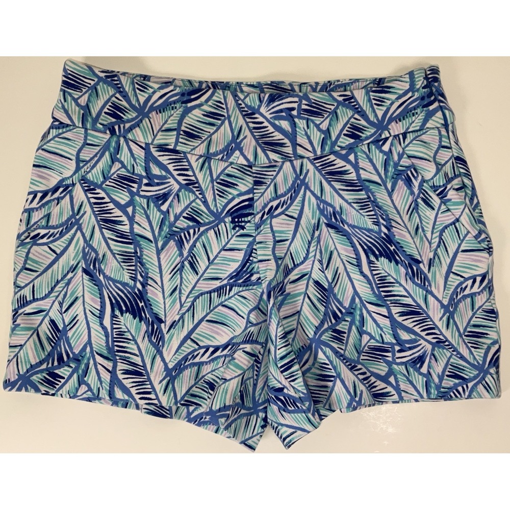 NWOT Lilly Pulitzer Makenna Ponte Stretch Knit Shorts Bennet Blue Let's Mango 00